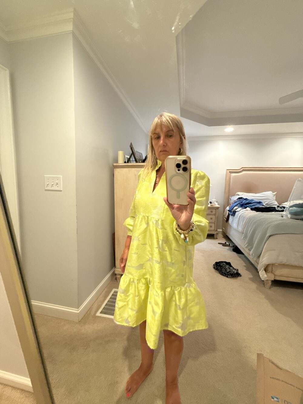 Tuckernuck Yellow Floral Jacquard Mini Dress